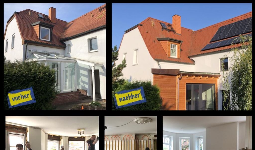 Vorher – nachher: So kann ein Haus nach einer Sanierung im Schnelldurchgang aussehen. Foto/Ausschnitt: keep