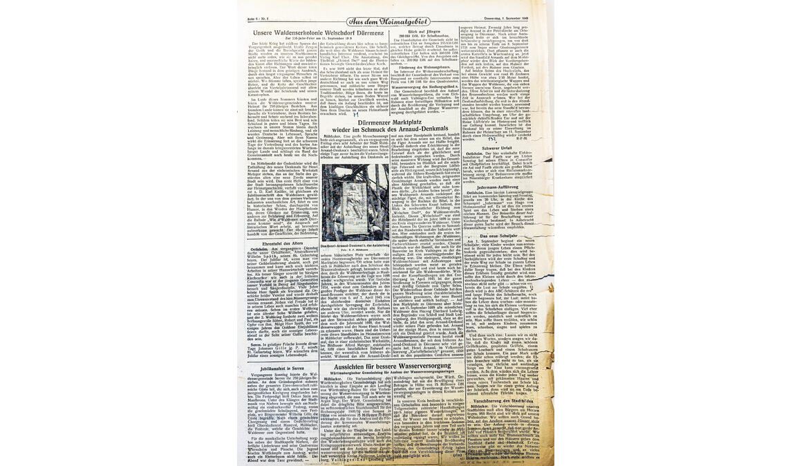 Vor 75 Jahren endet die Zeit ohne Zeitung Waldenser, Wasserversorgung und mehr: Themen im Mühlacker Tagblatt nach dem Neustart. Fotos: Wetzel
