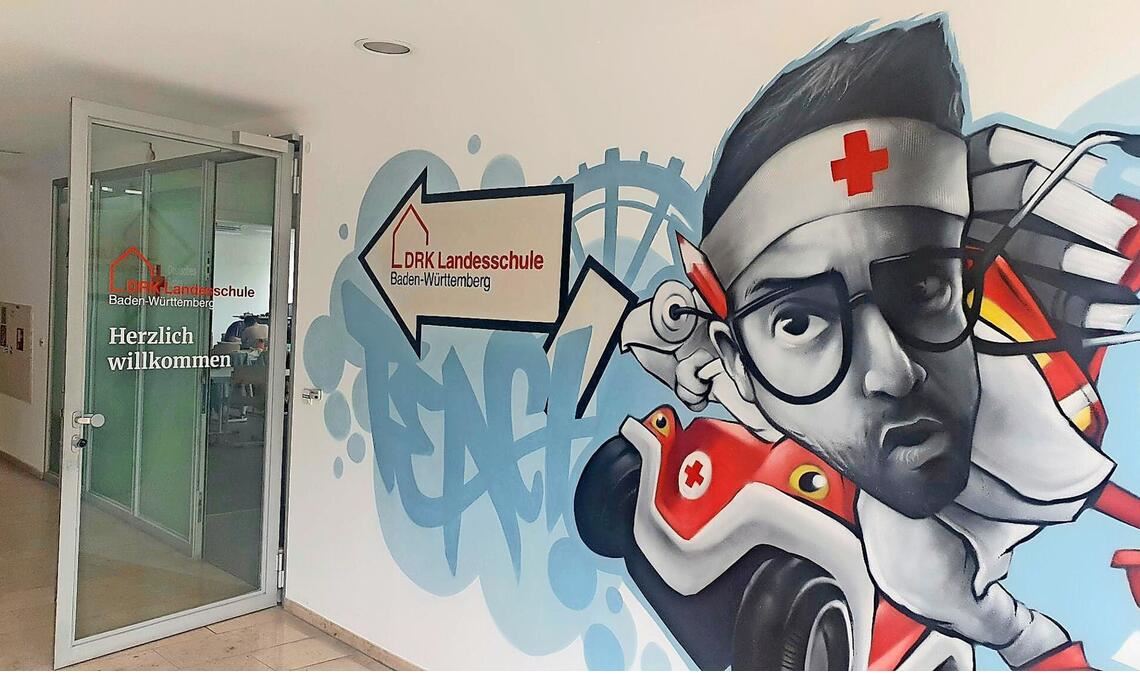 Wandbild am Standort Stuttgart der DRK-Landesschule