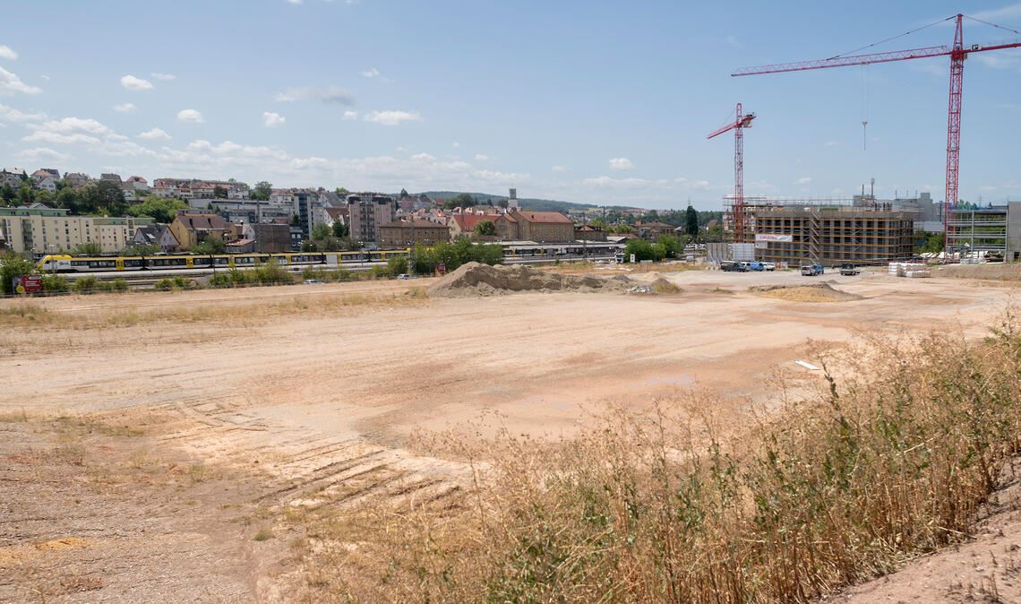 Wartet auf die Bebauung: das Grundstück für den gemeinsamen Einzelhandelsstandort für Aldi und Edeka an der Ziegeleistraße im Gebiet „Ziegelhöhe“. Foto: Fotomoment