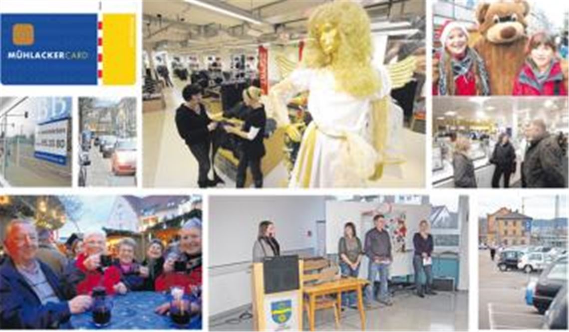 Was macht die Einkaufsstadt Mühlacker aus? Dieser Frage sind im Rahmen ihres Projekts 19 Studenten der Hochschule Pforzheim nachgegangen (Mitte: eine der Gruppen bei der gestrigen Präsentation ihrer Abschlussergebnisse im Saal der Feuerwache). Neben der verbreiteten Mühlacker Card und attraktiven Veranstaltungen wie dem Martinimarkt und dem Weihnachtsmarkt prägen auch das gute Parkplatzangebot, der starke Verkehr auf der Bahnhofstraße und vereinzelte Leerstände das Bild der Innenstadt. 
Fotos: Fotomoment, Sadler, Archiv