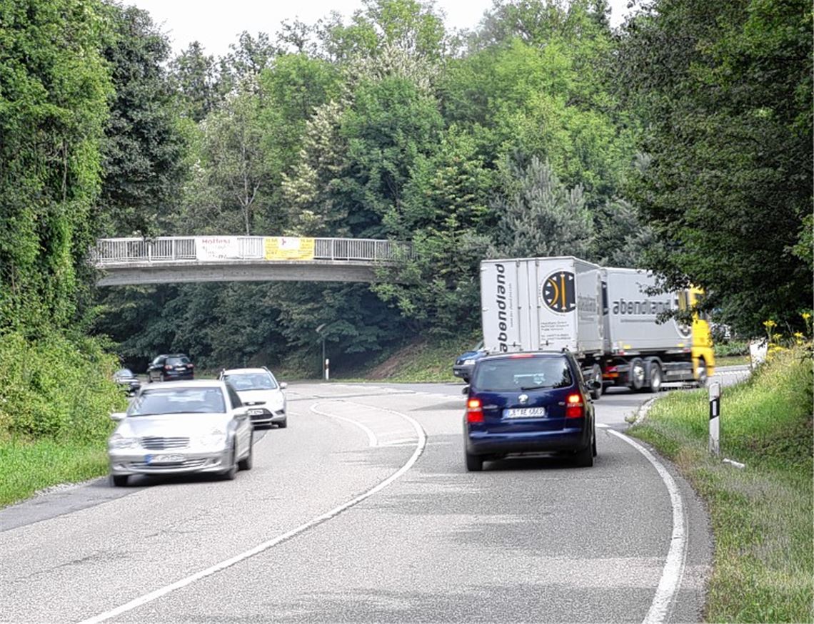 Westlich des Gewerbe- und Industriegebietes Waldäcker sollen sich Betriebe ansiedeln können. Dafür wird die heutige Einmündung von der Osttangente zu einem Kreisverkehr umgebaut. Foto: Eigner