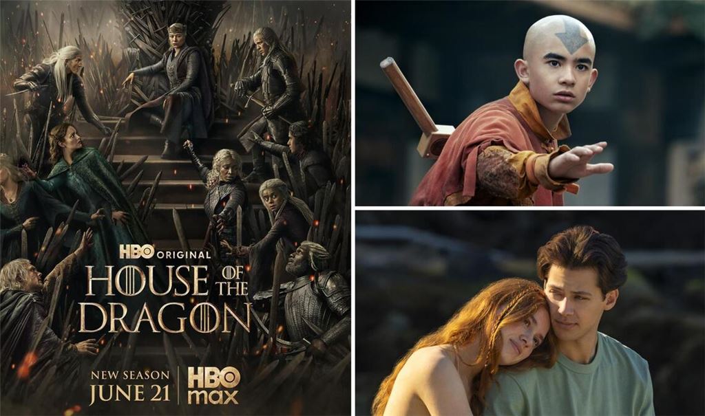 Wie wär’s zum Beispiel mit „House of the Dragon“, „Avatar: The Last Airbender“ oder „Every Year After“ (von links im Uhrzeigersinn)? Unsere Serientipps für Juni.