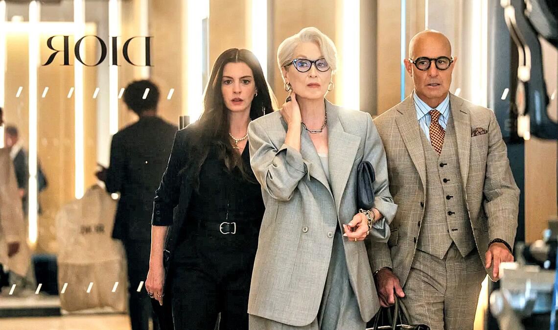 Wieder da: Anne Hathaway, Meryl Streep und Stanley Tucci (v. li.) in „Der Teufel trägt Prada 2“