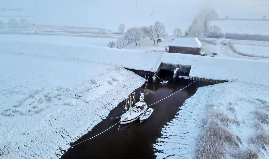Winterlandschaft in Ostfriesland bei Terborg (Moormerland)