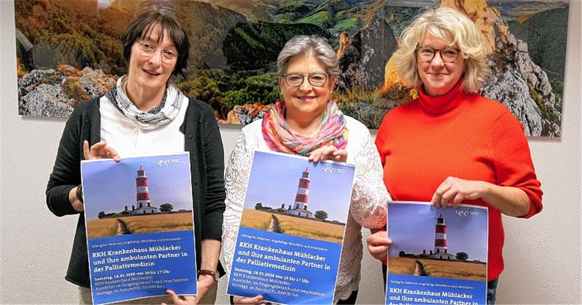 Wollen schwerstkranken Menschen einen würdevollen Tod ermöglichen (v li.): Karin Watzal, Leiterin des Pflegestützpunkts Consilio Mühlacker, Hannelore Stegmaier vom Ambulanten Hospizdienst und Susanne Jost, Palliativschwester am Krankenhaus Mühlacker. Foto: Goertz