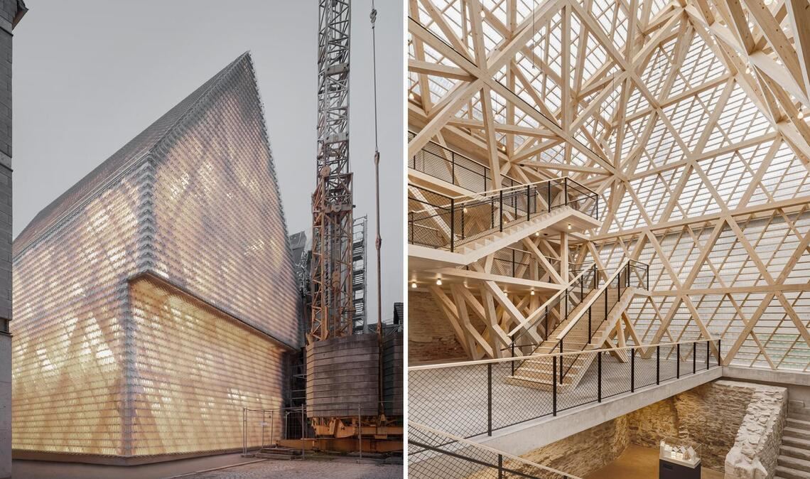 Wulf Architekten aus Stuttgart haben auf einer Brachfläche in Reutlingen ein Haus aus Biberschwanzglasziegeln und Fachwerk gebaut.