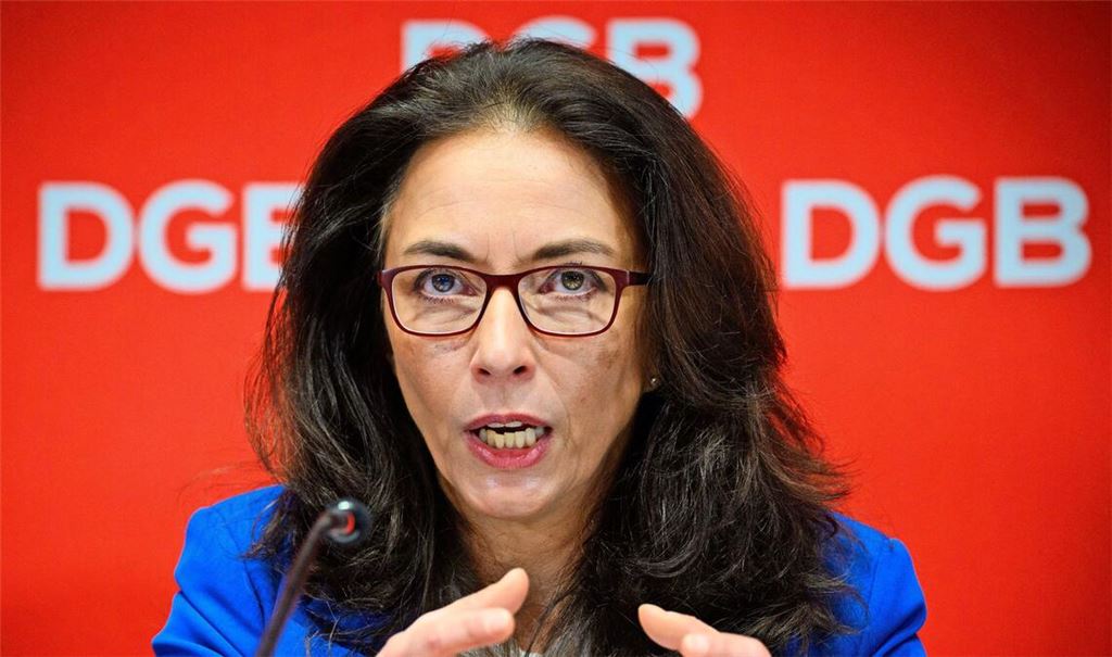 Yasmin Fahimi bei der Jahrespressekonferenz des DGB. (Archivbild)