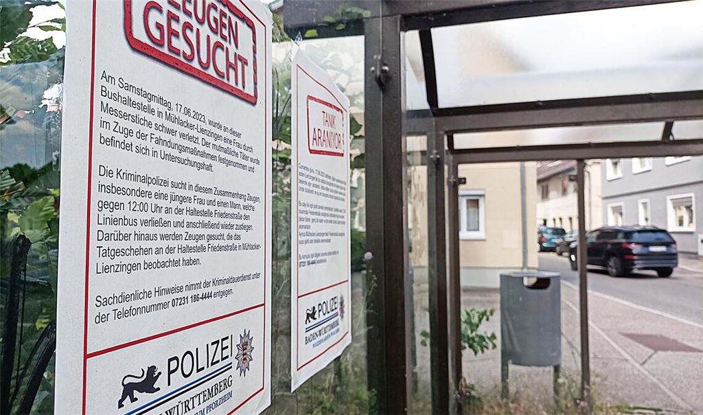 Zeugenaufruf der Polizei am Tatort Bushaltestelle in Lienzingen. Foto: Archiv/Deeg