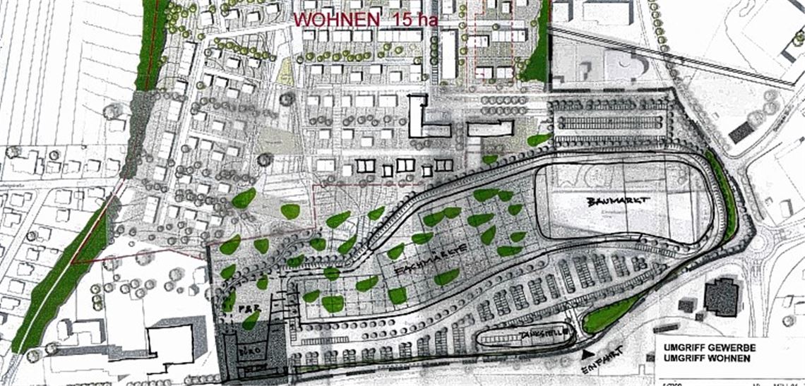 Ziegeleiareal: Der neue Entwurf ist den neuen Verhältnissen angepasst worden. Plan: Stadtverwaltung