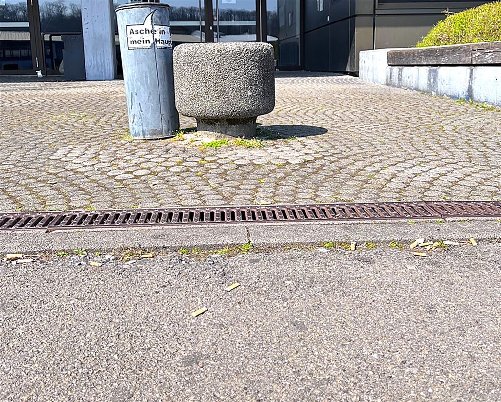 Zigarettenkippen vor der Berufsschule stören Professor Dr. Martin Hasselmann, der auch an anderer Stelle im Stadtbild entsprechende Verschmutzungen moniert. Foto: privat