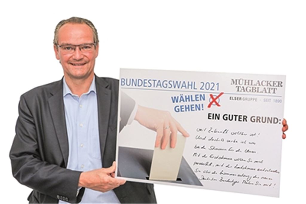 „Zukunft ist wählbar“, nennt CDU-Kandidat Gunther Krichbaum als guten Grund, zur Wahl zu gehen. Außerdem schreibt er: „Und deshalb werbe ich um beide Stimmen für die Union. Mit der Erststimme wählen Sie mich persönlich, mit der Zweitstimme entscheiden Sie über die Zusammensetzung des neuen Deutschen Bundestags. Machen Sie mit!“ Foto: Disselhoff