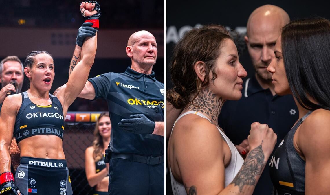 MMA-Kämpferin aus Region Stuttgart im Free-TV – hier ist der Kampf zu sehen Zuletzt siegte Alina Dalaslan in der Frankfurter Festhalle (linkes Bild), nun trifft sie auf Katharina Lehner (rechtes Bild, li.).