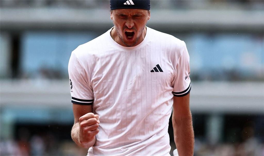 Zverev jubelt über einen Punktgewinn.