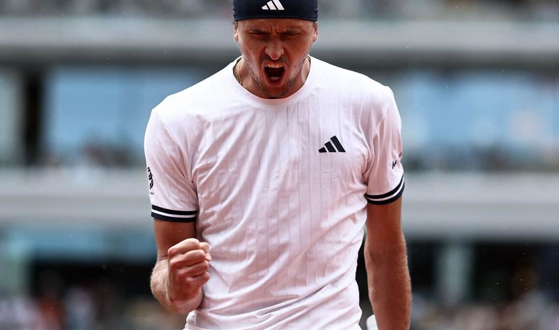 Zverev jubelt über einen Punktgewinn.
