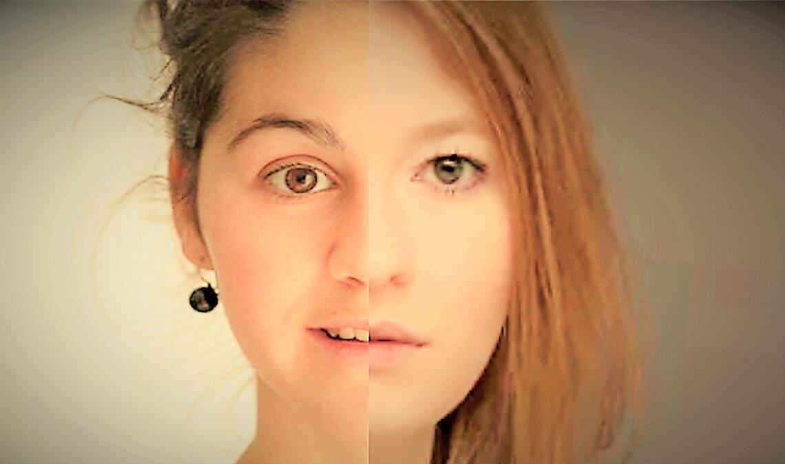 Zwei Gesichter, zwei Geschichten verschmelzen. Foto: Deutsche Kammerschauspiele