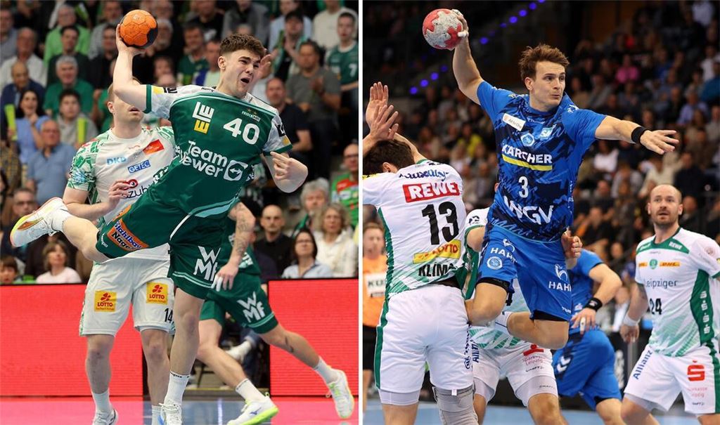 Zwei Spielgestalter mit Drang zum Tor: Elias Newel (FrischAuf Göppingen) und Max Häfner (TVB Stuttgart/re).