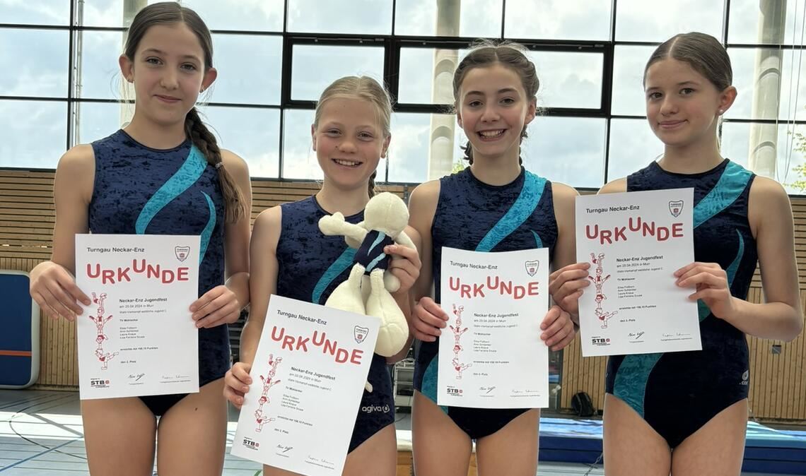 Zweite: Liza Ferreira Sousa, Anni Schlenker, Elisa Füllborn und Laura Knaus (v.li.). F.: privat